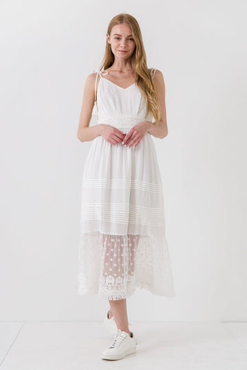 FREE THE ROSES - Mixed Media Midi Dress with Tassel - DRESSES available at Objectrare