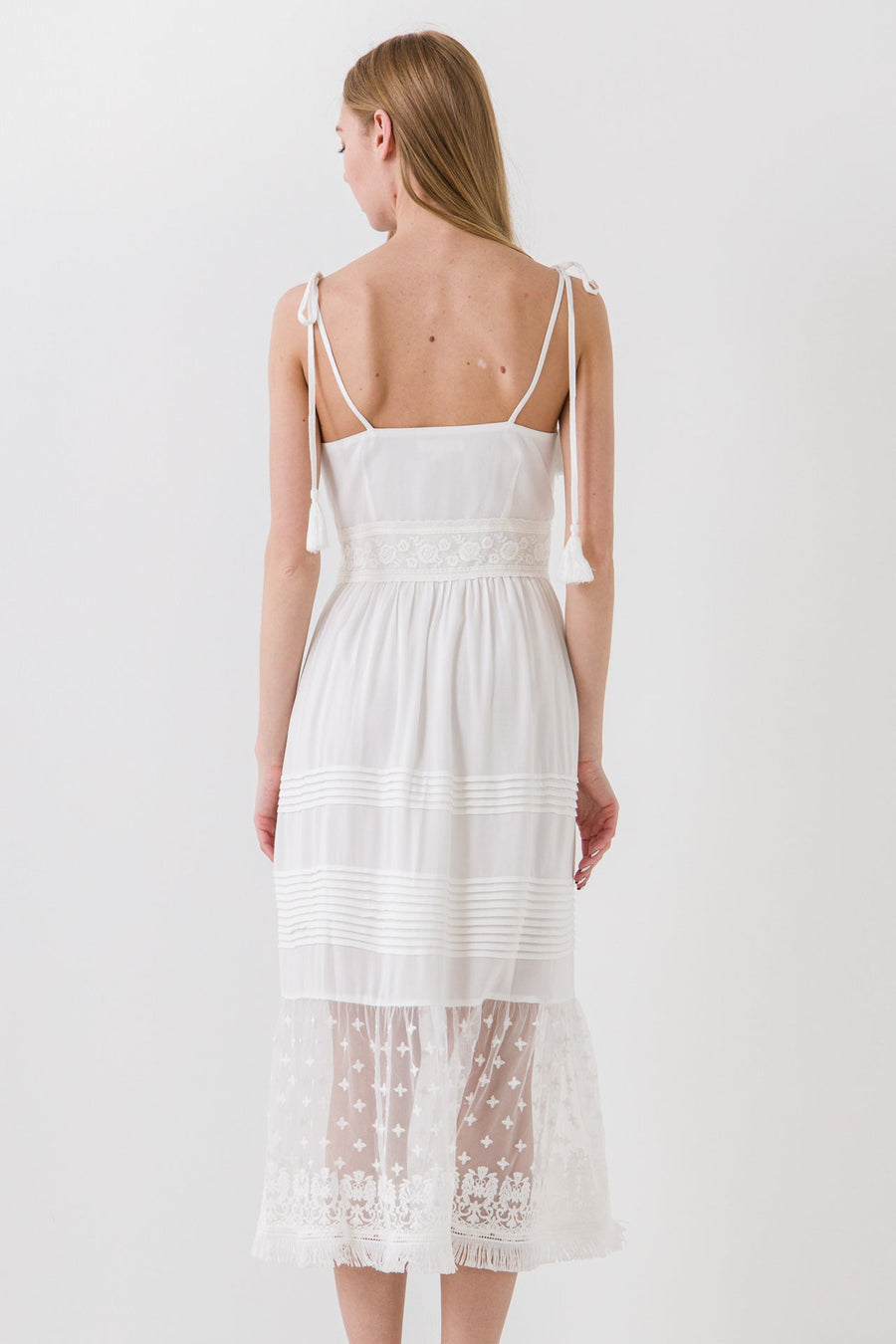 FREE THE ROSES - Mixed Media Midi Dress with Tassel - DRESSES available at Objectrare