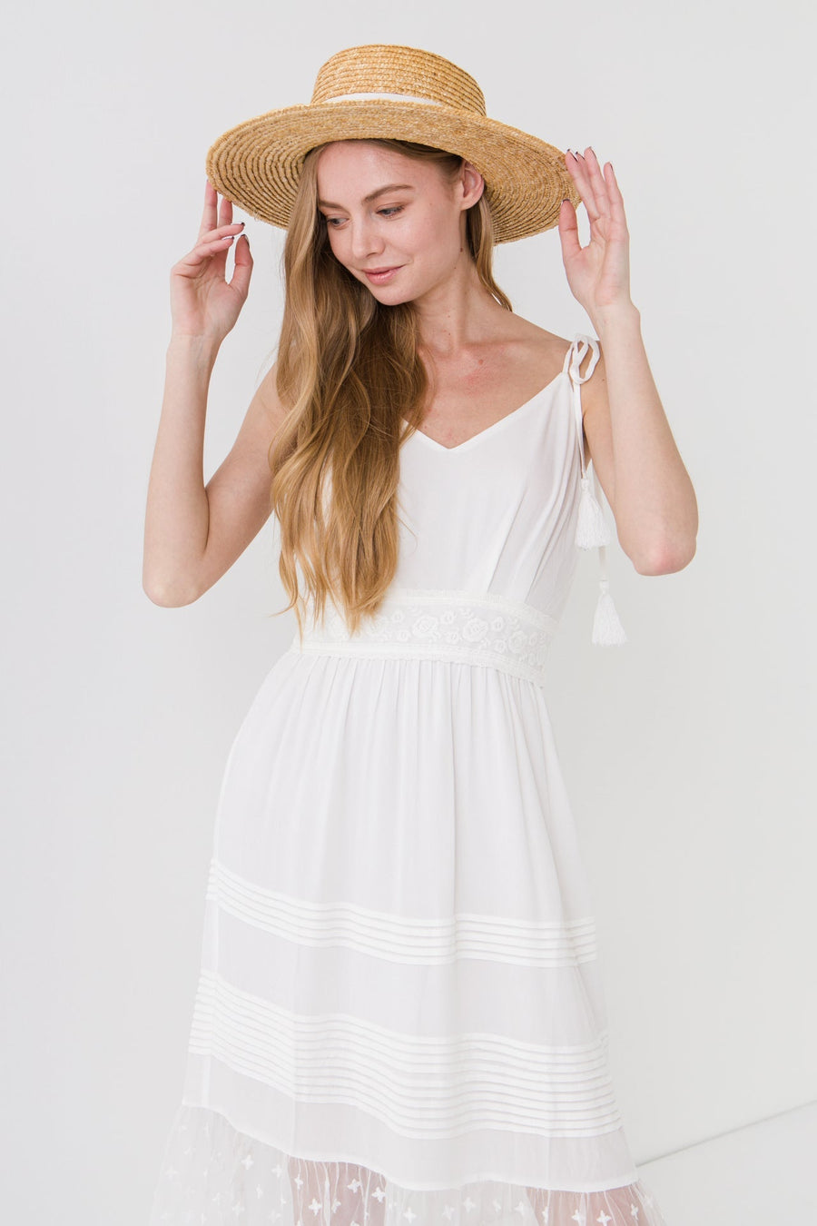 FREE THE ROSES - Mixed Media Midi Dress with Tassel - DRESSES available at Objectrare