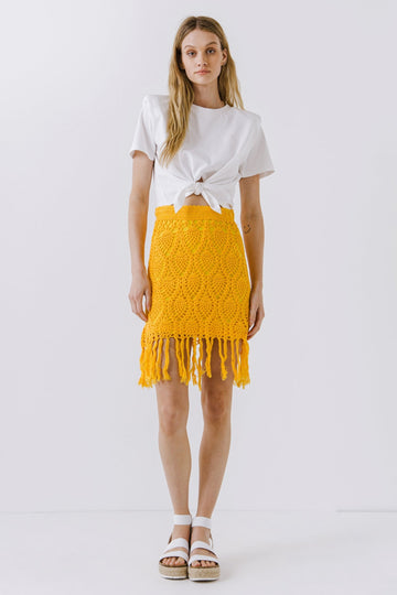 FREE THE ROSES - Fringed Hem Crochet Skirt - SKIRTS available at Objectrare