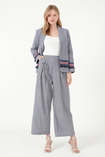 FREE THE ROSES - Striped Trim Detail Blazer - BLAZERS available at Objectrare