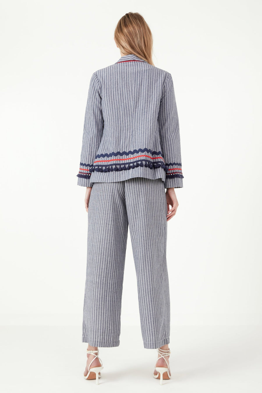 FREE THE ROSES - Striped Trim Detail Blazer - BLAZERS available at Objectrare