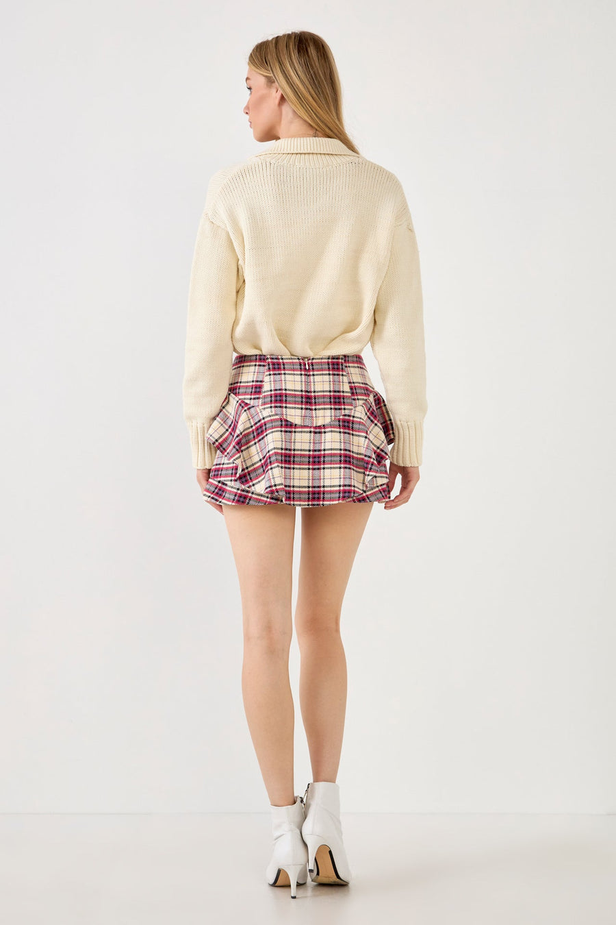 FREE THE ROSES - Plaid Ruffled Skort - SKORTS available at Objectrare