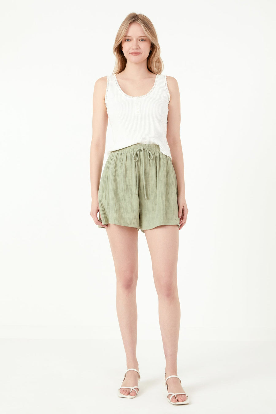FREE THE ROSES - Henley Lace Trim Neck Top - CAMI TOPS & TANK available at Objectrare