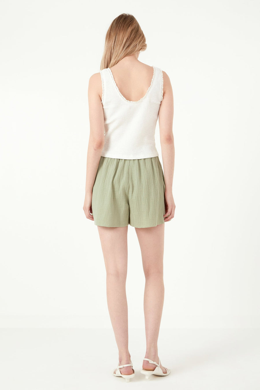 FREE THE ROSES - Henley Lace Trim Neck Top - CAMI TOPS & TANK available at Objectrare