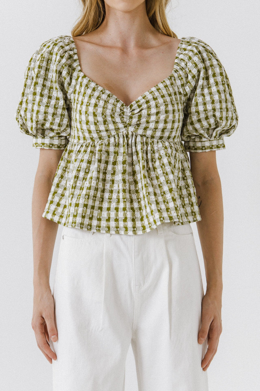 FREE THE ROSES - Gingham Check Top with Embroidery - TOPS available at Objectrare