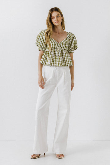 FREE THE ROSES - Gingham Check Top with Embroidery - TOPS available at Objectrare