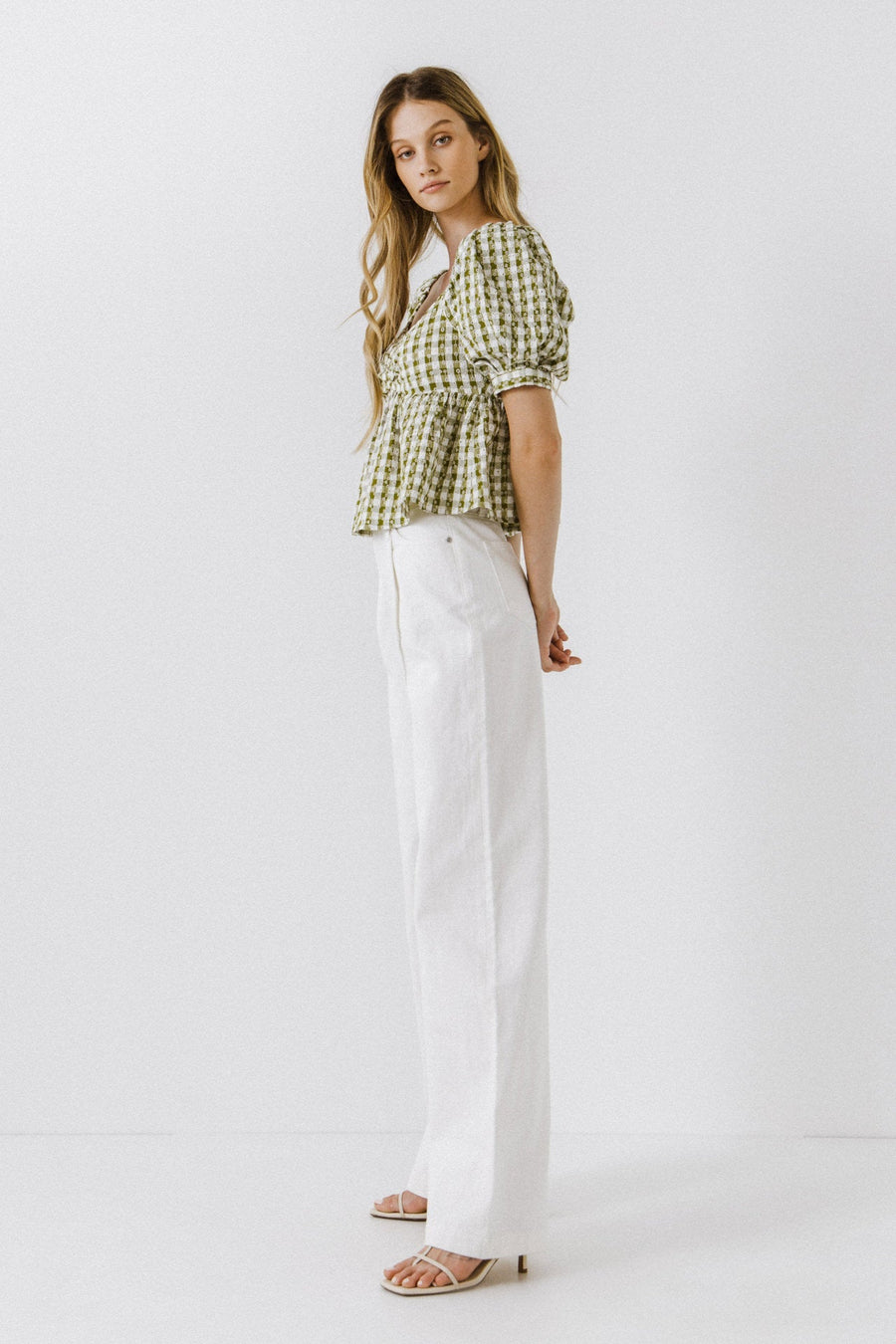 FREE THE ROSES - Gingham Check Top with Embroidery - TOPS available at Objectrare