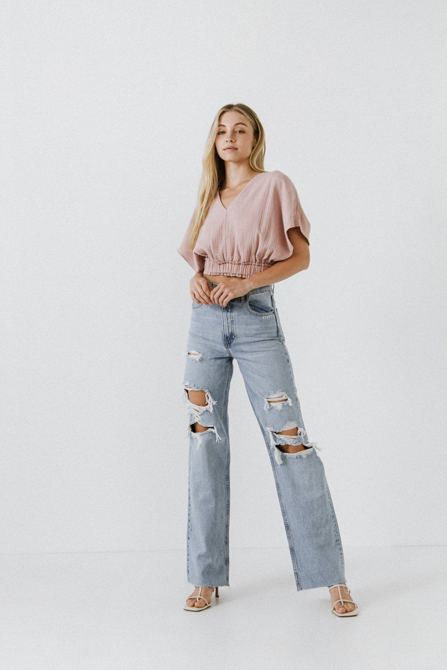 FREE THE ROSES - V-Neckline Cropped Top - TOPS available at Objectrare
