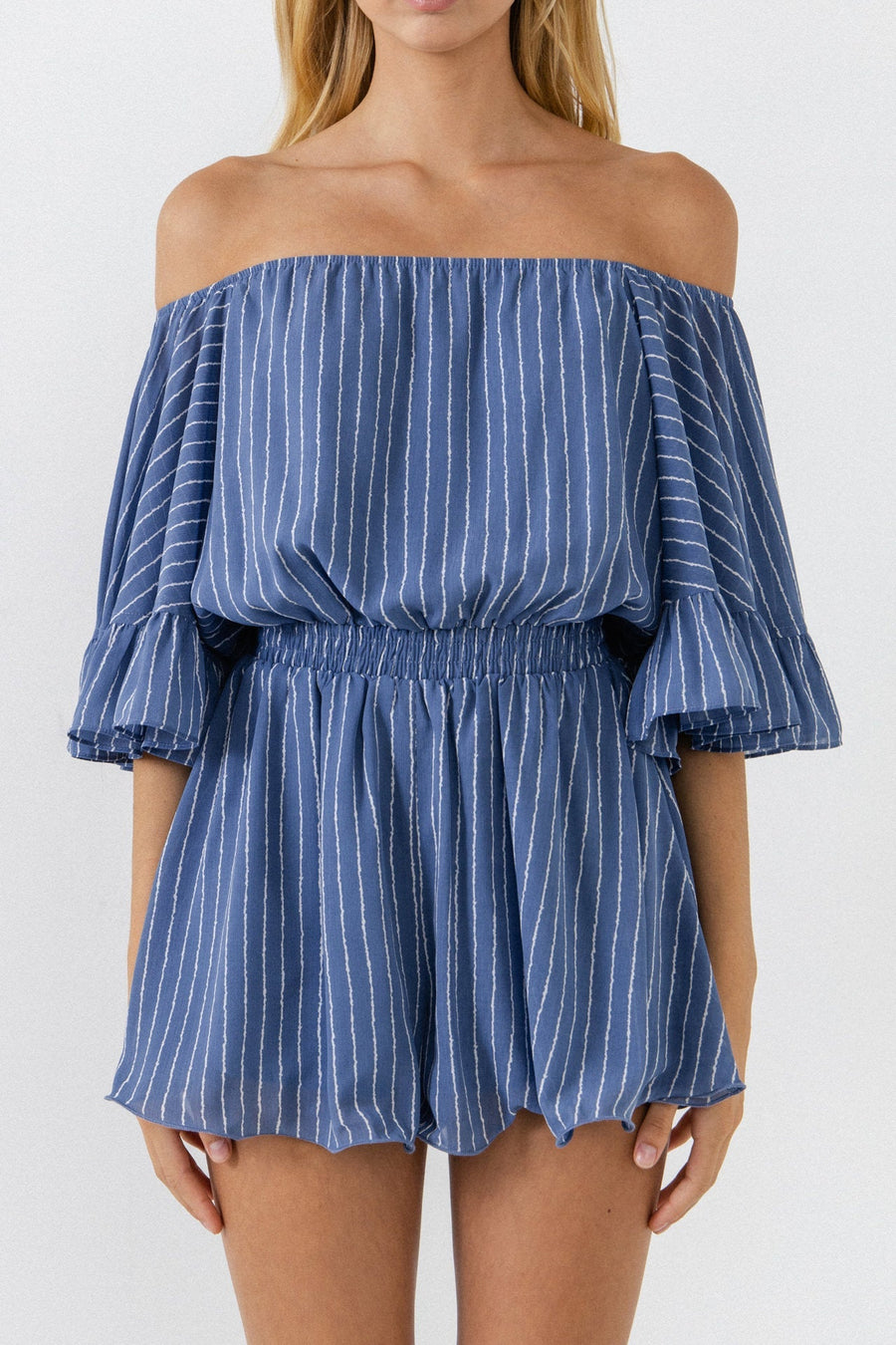 FREE THE ROSES - Flowy Stripe Romper - ROMPERS available at Objectrare