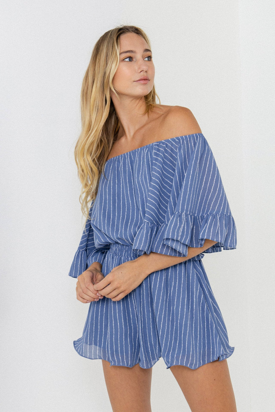 FREE THE ROSES - Flowy Stripe Romper - ROMPERS available at Objectrare