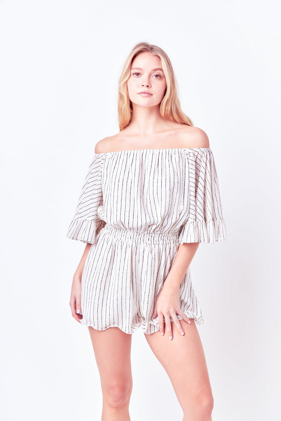 FREE THE ROSES - Flowy Stripe Romper - ROMPERS available at Objectrare