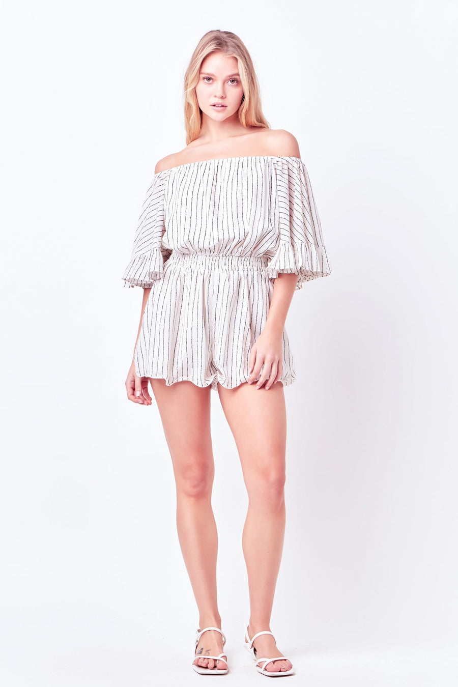 FREE THE ROSES - Flowy Stripe Romper - ROMPERS available at Objectrare