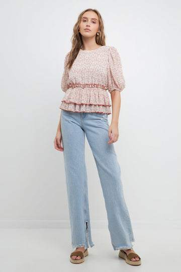 FREE THE ROSES - Pleated Floral Top - TOPS available at Objectrare
