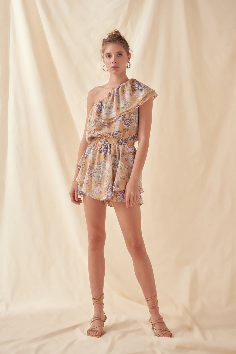 FREE THE ROSES - Floral One Shoulder Romper - ROMPERS available at Objectrare