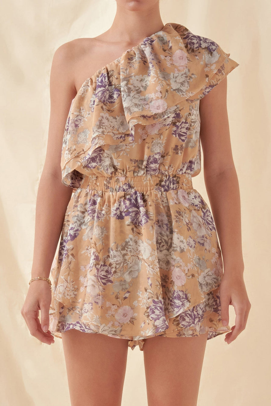 FREE THE ROSES - Floral One Shoulder Romper - ROMPERS available at Objectrare