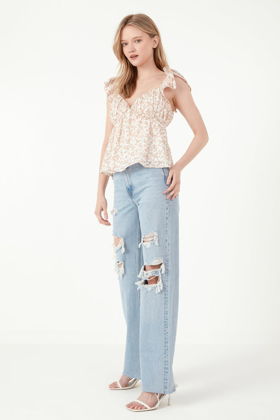 FREE THE ROSES - Floral Top With Ruffle Detail - TOPS available at Objectrare
