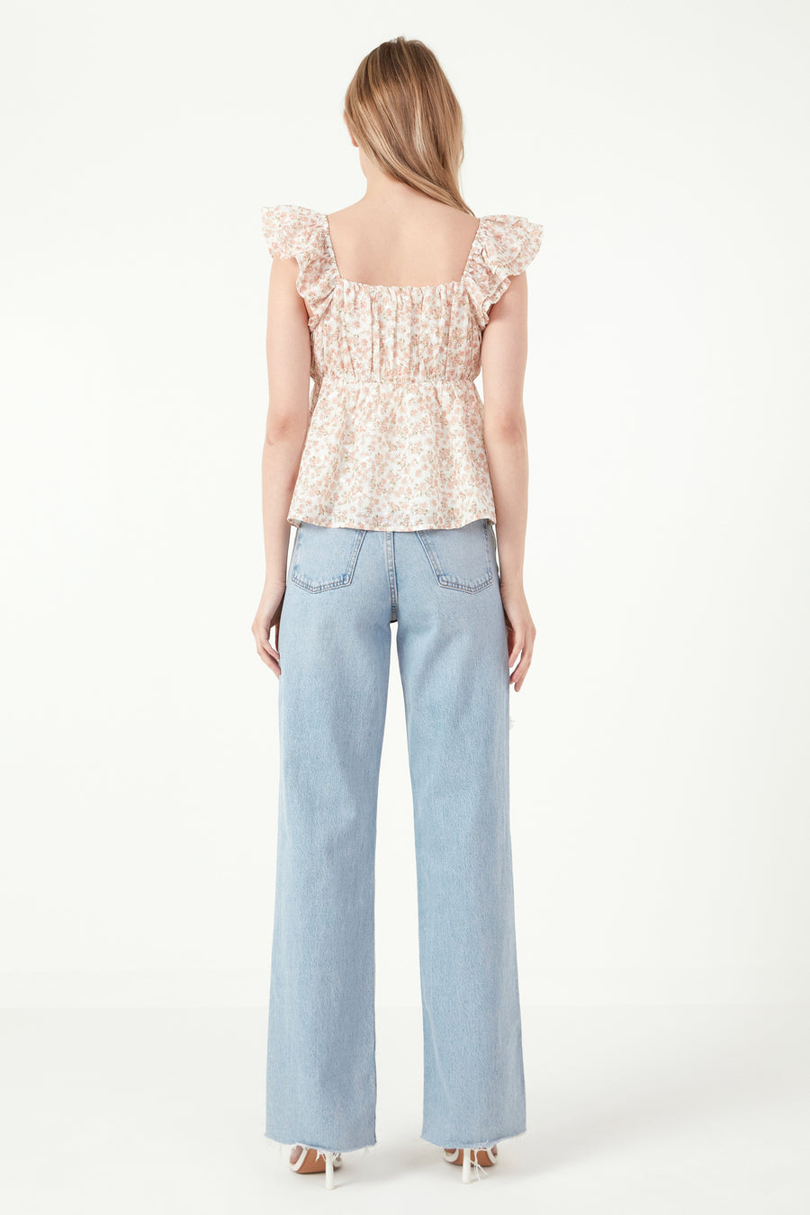 Floral Top With Ruffle Detail