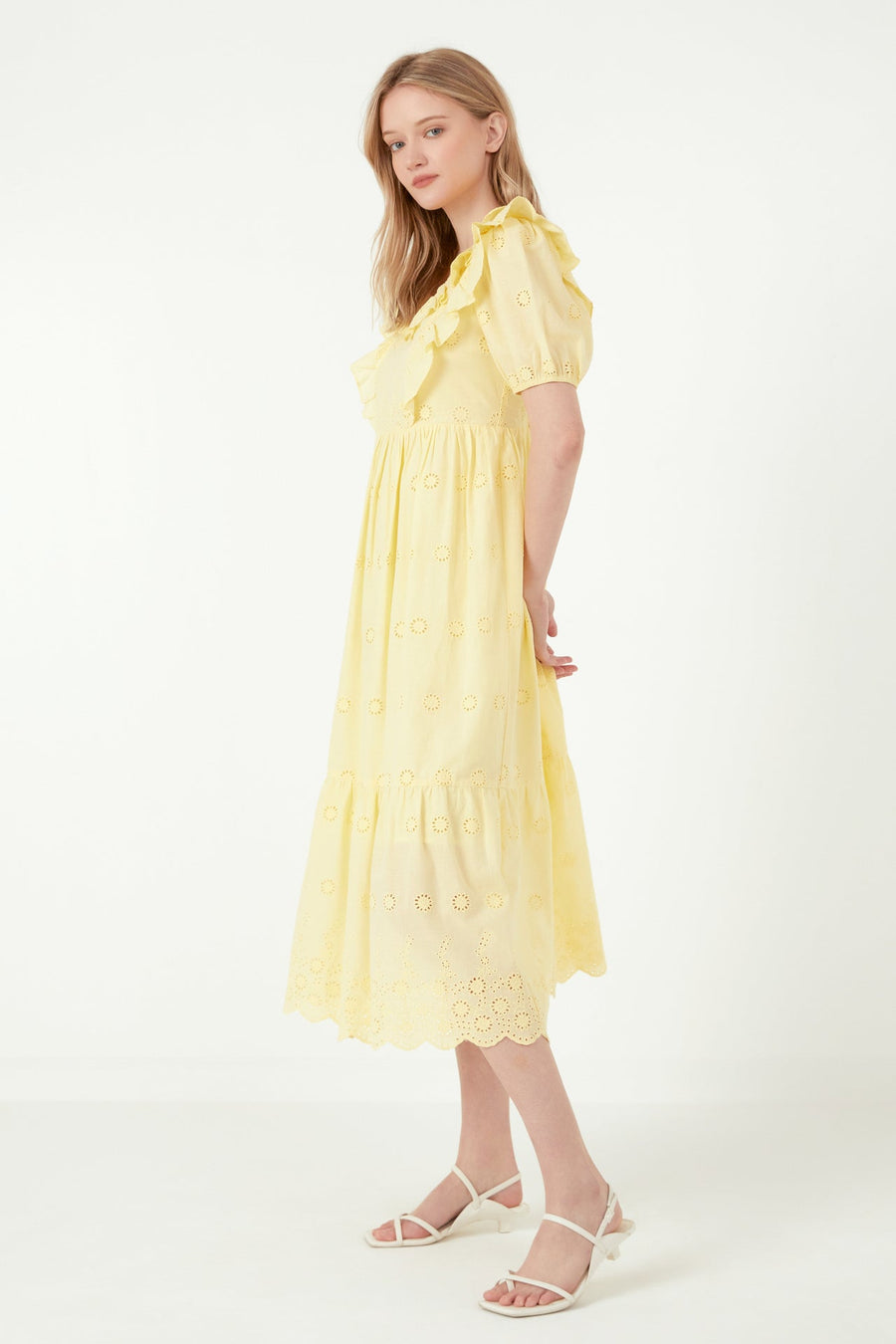 FREE THE ROSES - Eyelet Embroidered Midi Dress - DRESSES available at Objectrare