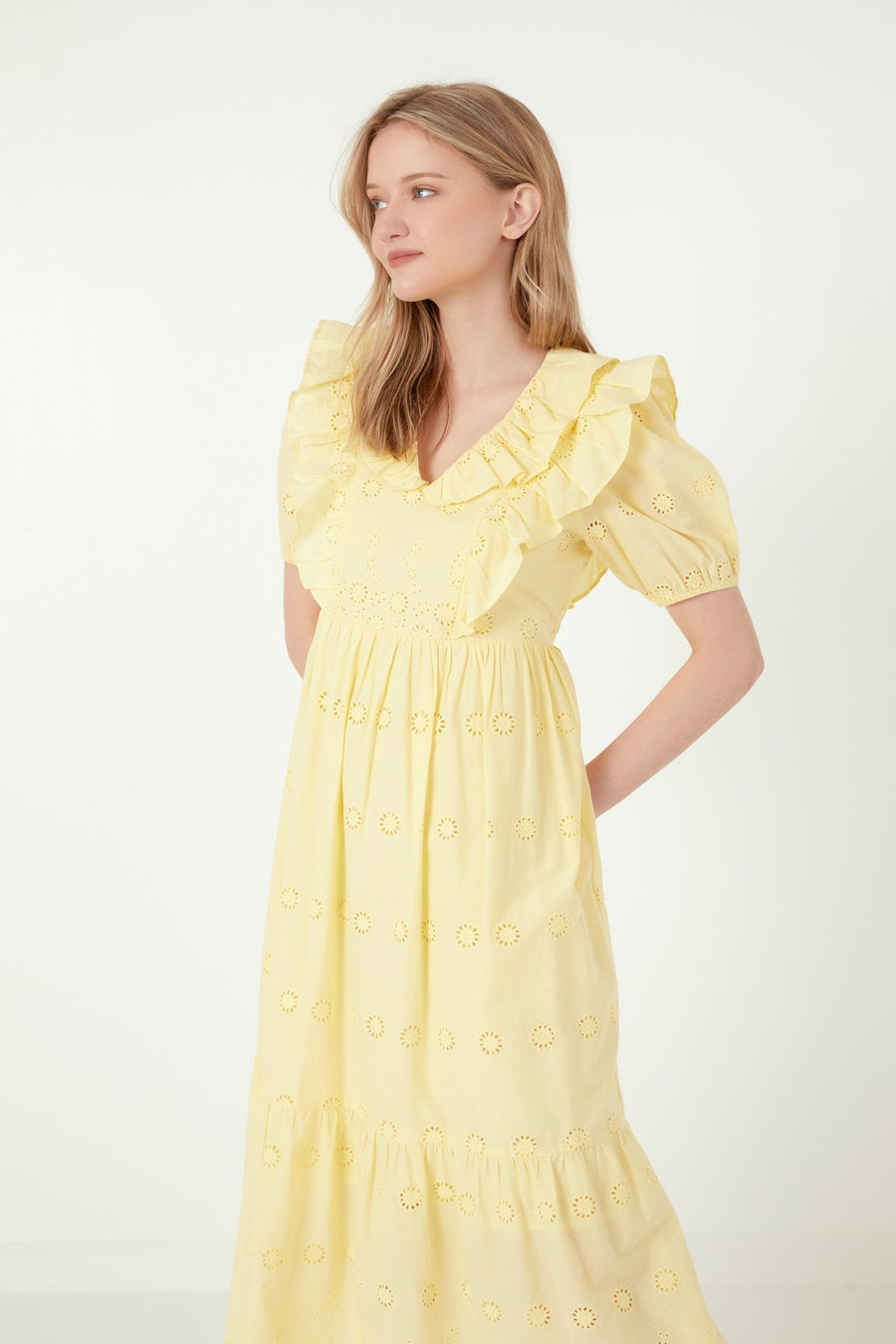 FREE THE ROSES - Eyelet Embroidered Midi Dress - DRESSES available at Objectrare