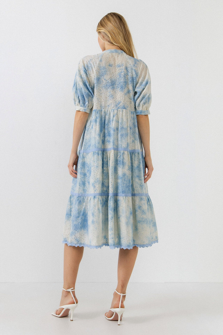 FREE THE ROSES - Paisley Eyelet Midi Dress with Tie-dye Effect - DRESSES available at Objectrare