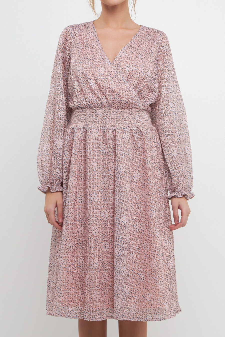 FREE THE ROSES - Floral Waist Smocked Midi Dress - DRESSES available at Objectrare