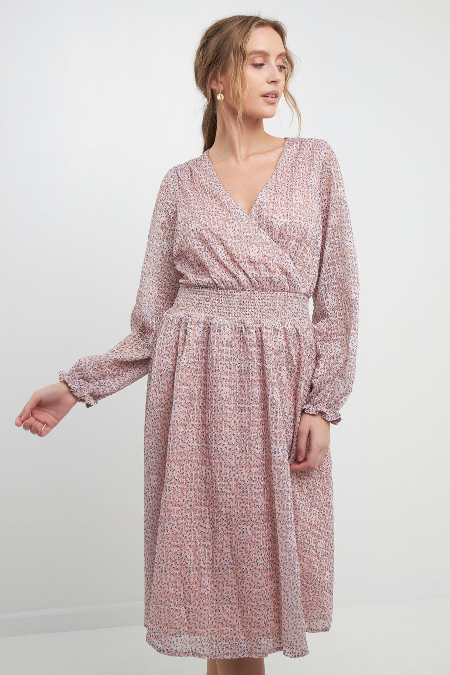 FREE THE ROSES - Floral Waist Smocked Midi Dress - DRESSES available at Objectrare