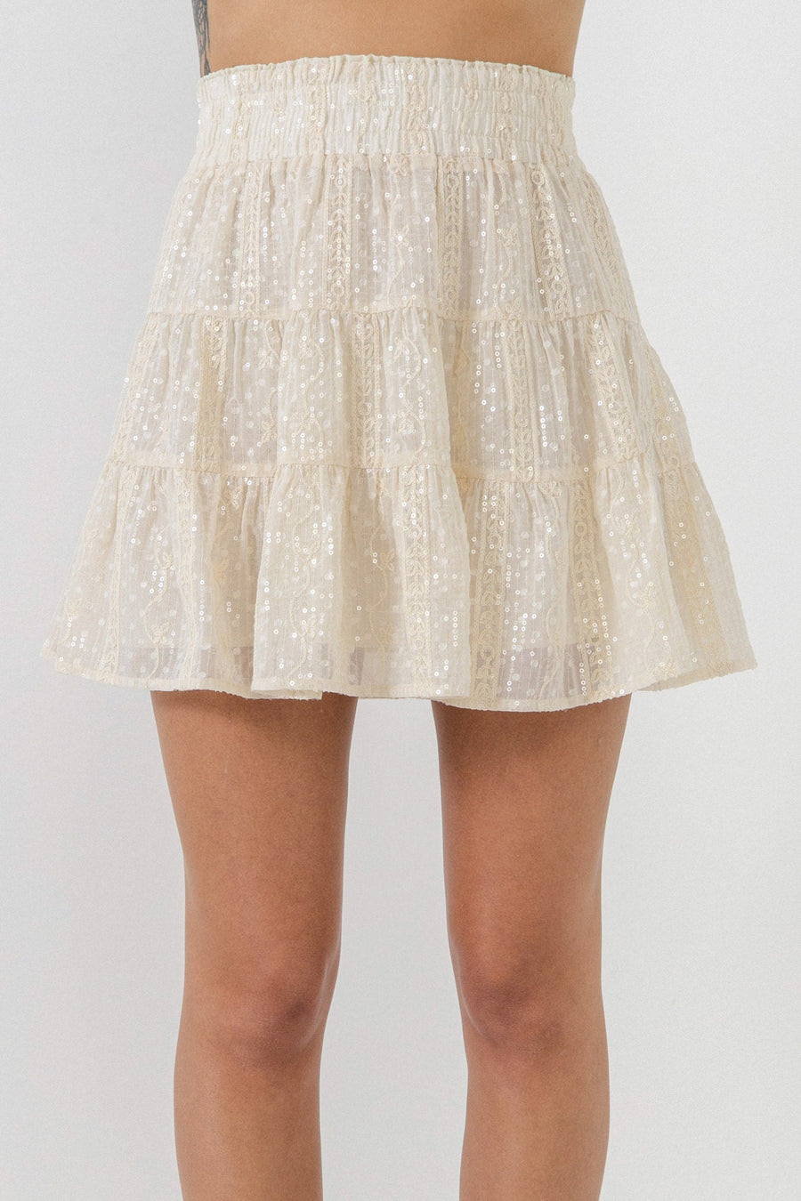 FREE THE ROSES - Embroidered Sequins Skirt - SKIRTS available at Objectrare