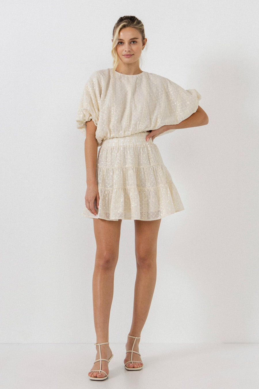 FREE THE ROSES - Embroidered Sequins Skirt - SKIRTS available at Objectrare