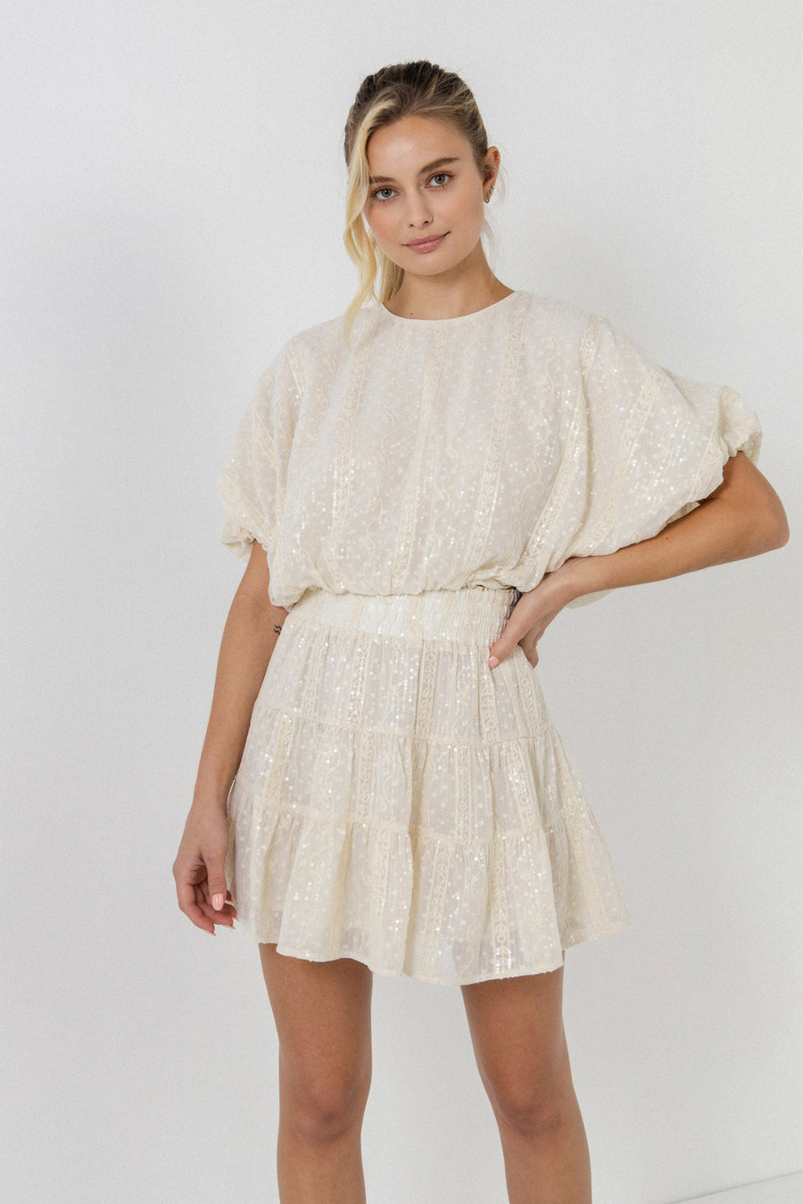 FREE THE ROSES - Embroidered Sequins Skirt - SKIRTS available at Objectrare