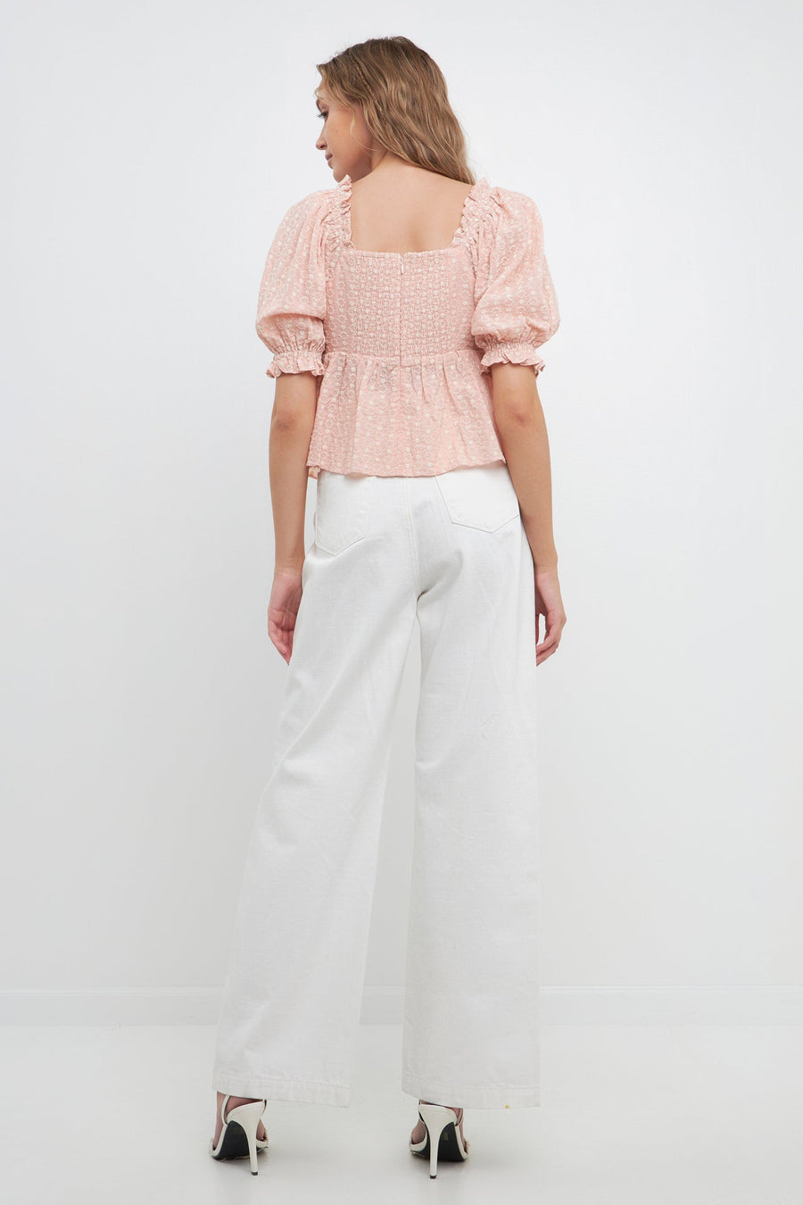 FREE THE ROSES - Embroidered Sweetheart Top with Puff Sleeves - TOPS available at Objectrare