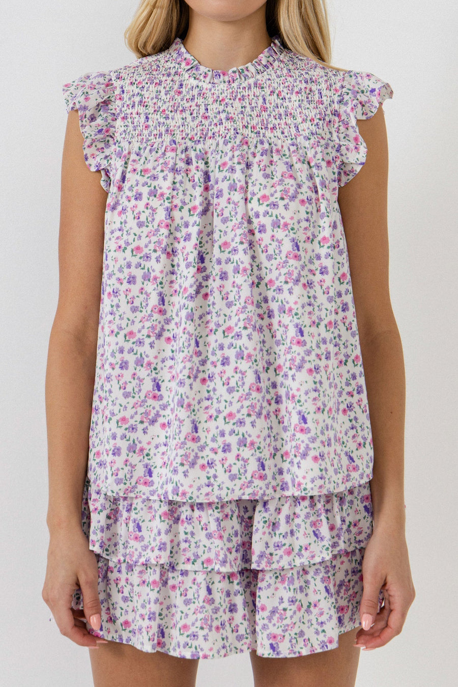 FREE THE ROSES - Floral Print Sleeveless Blouse - SHIRTS & BLOUSES available at Objectrare