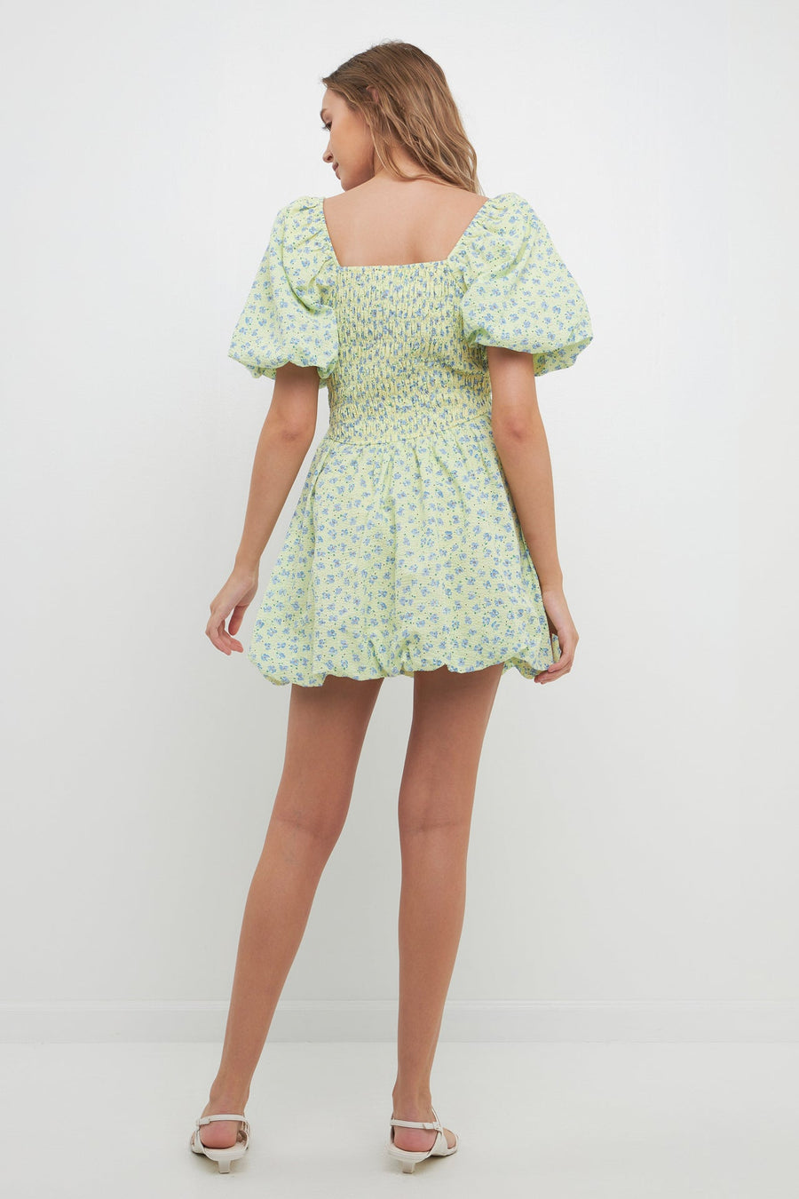 FREE THE ROSES - Floral Smocked Mini Balloon Dress - DRESSES available at Objectrare