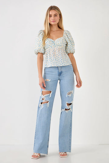 FREE THE ROSES - Floral Women Tie Back Top - TOPS available at Objectrare