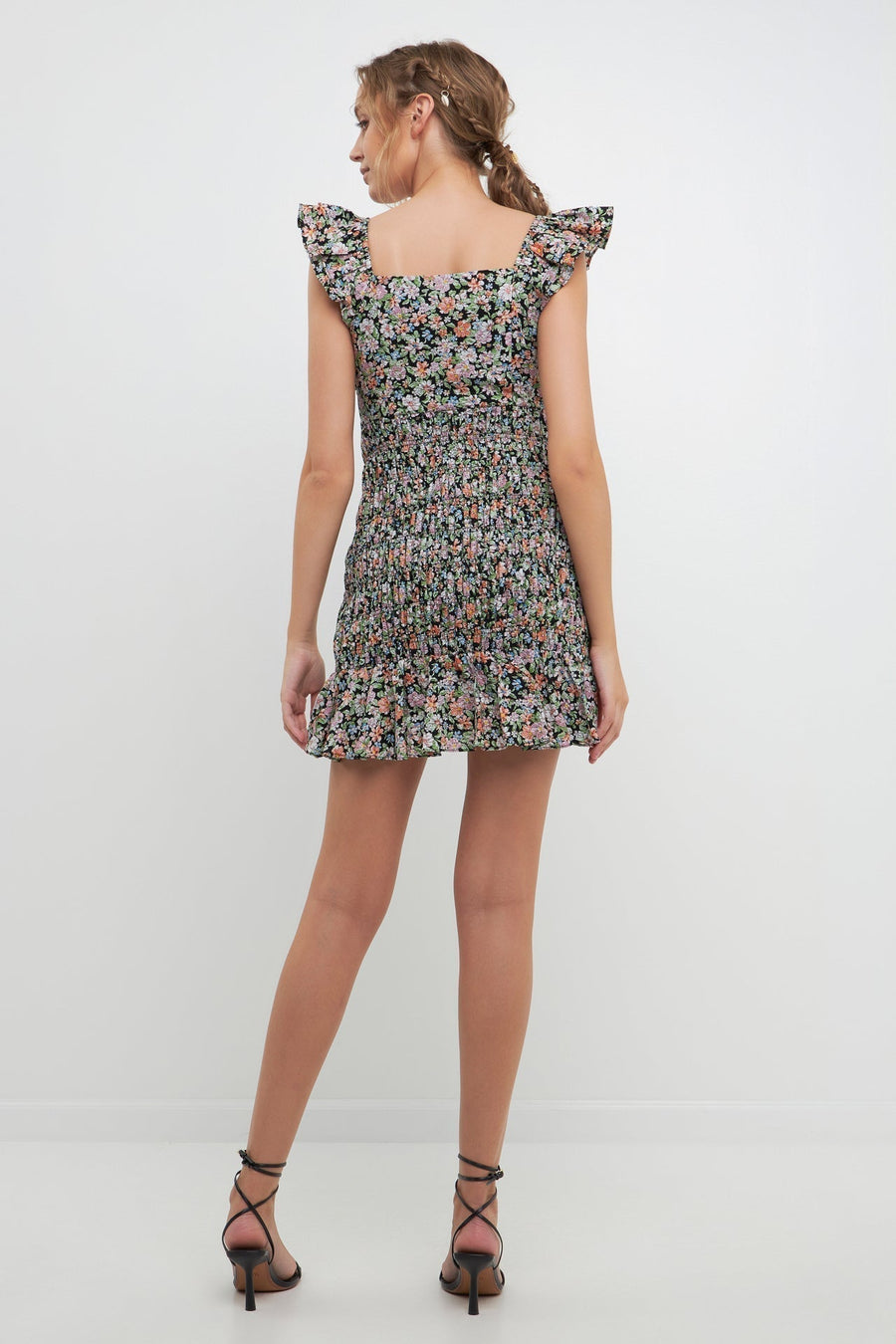FREE THE ROSES - Floral Smocked Mini Dress - DRESSES available at Objectrare