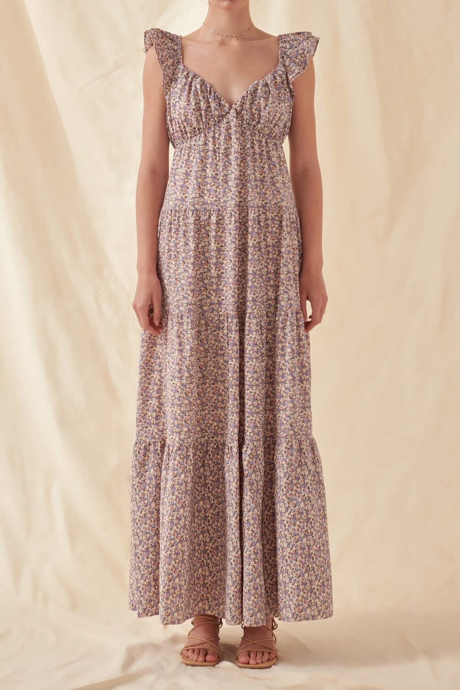 FREE THE ROSES - Floral Ruffle Sleeve Maxi Dress - DRESSES available at Objectrare