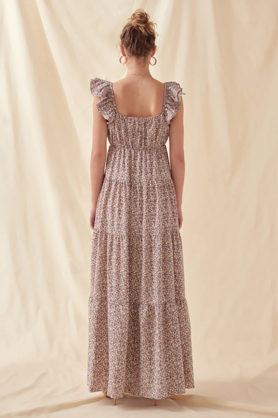 FREE THE ROSES - Floral Ruffle Sleeve Maxi Dress - DRESSES available at Objectrare