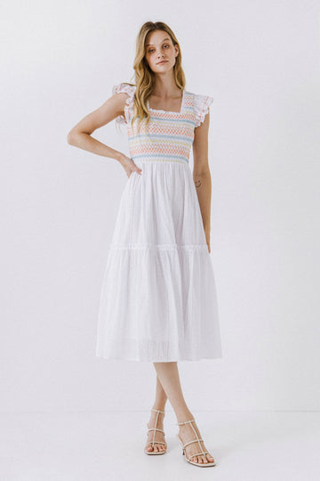 FREE THE ROSES - Multicolor Smocked Dress - DRESSES available at Objectrare