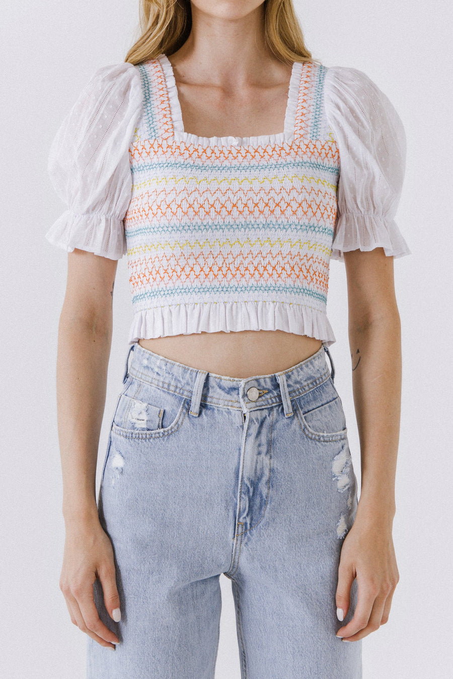 FREE THE ROSES - Multicolor Smocked Top - TOPS available at Objectrare