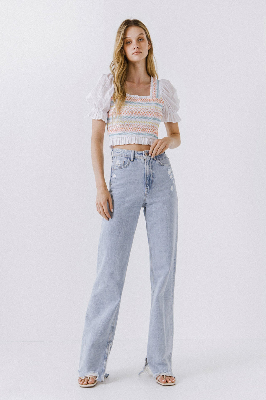 FREE THE ROSES - Multicolor Smocked Top - TOPS available at Objectrare