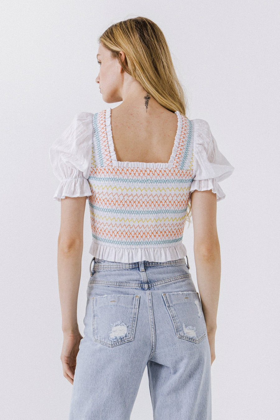 FREE THE ROSES - Multicolor Smocked Top - TOPS available at Objectrare