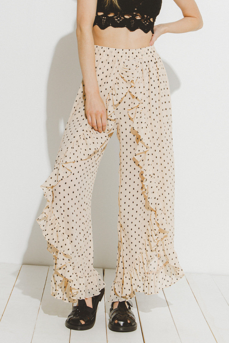 FREE THE ROSES - Polka Dot Ruffled Pants - PANTS available at Objectrare