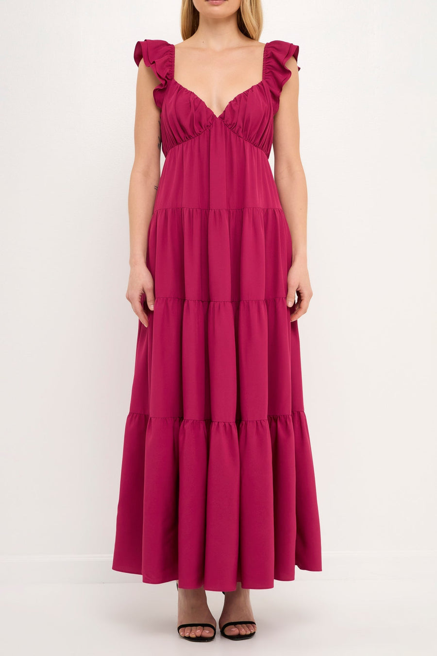 FREE THE ROSES - Ruffle Sleeve Maxi Dress - DRESSES available at Objectrare