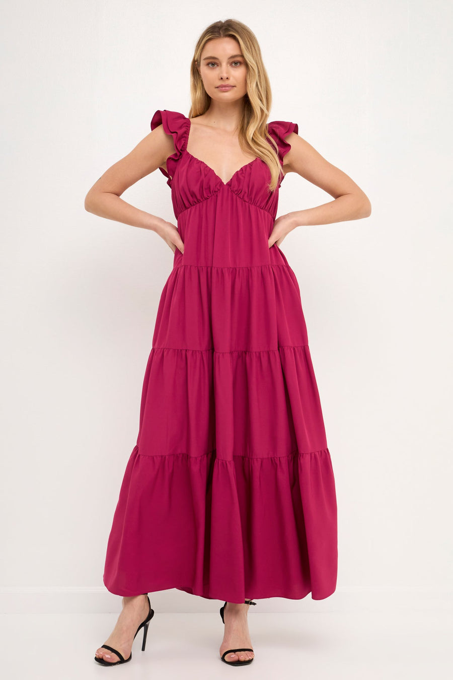 FREE THE ROSES - Ruffle Sleeve Maxi Dress - DRESSES available at Objectrare