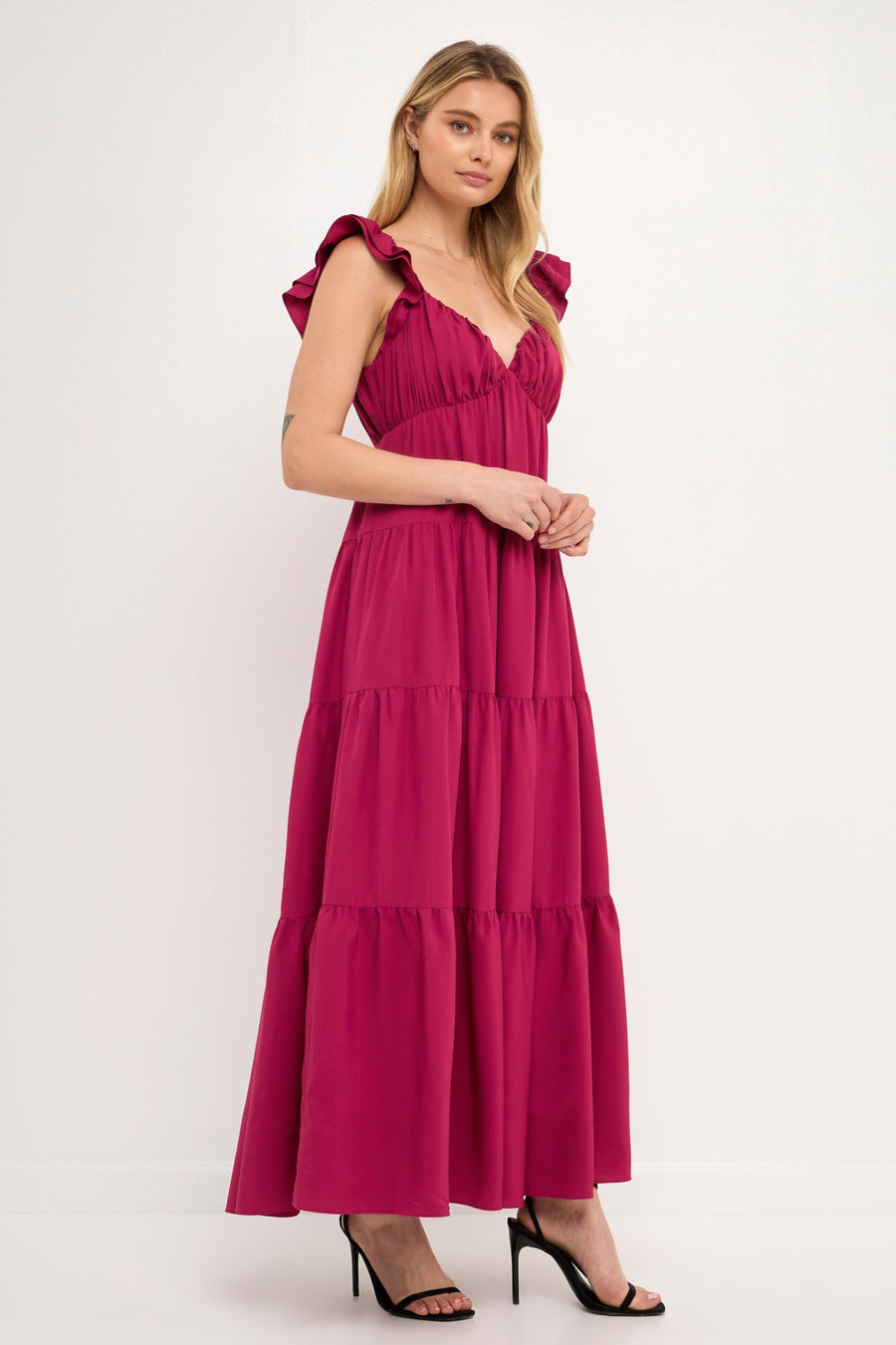 FREE THE ROSES - Ruffle Sleeve Maxi Dress - DRESSES available at Objectrare