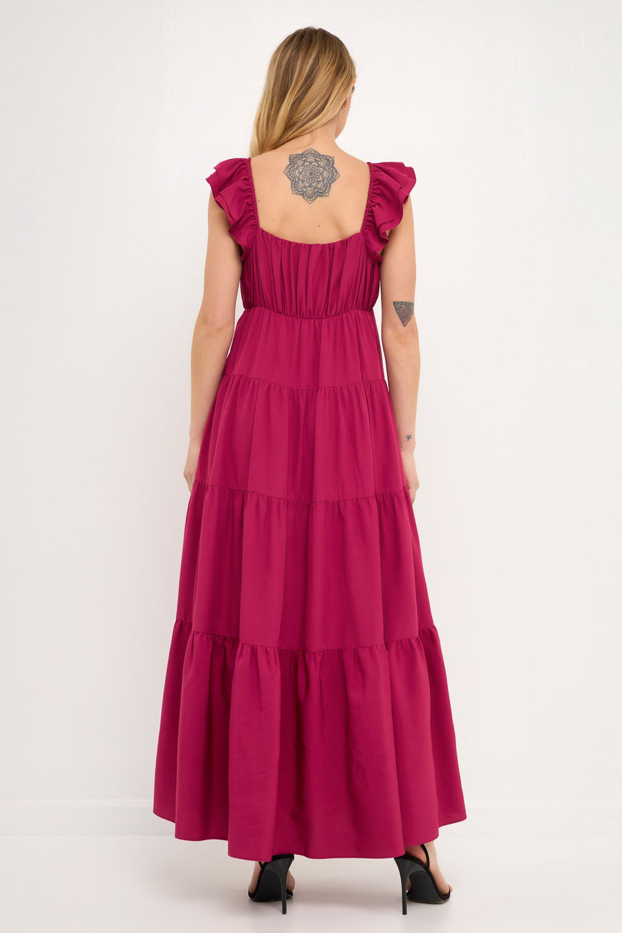 FREE THE ROSES - Ruffle Sleeve Maxi Dress - DRESSES available at Objectrare