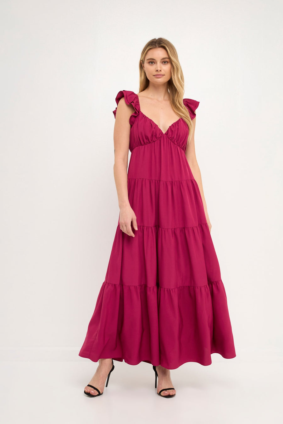 FREE THE ROSES - Ruffle Sleeve Maxi Dress - DRESSES available at Objectrare