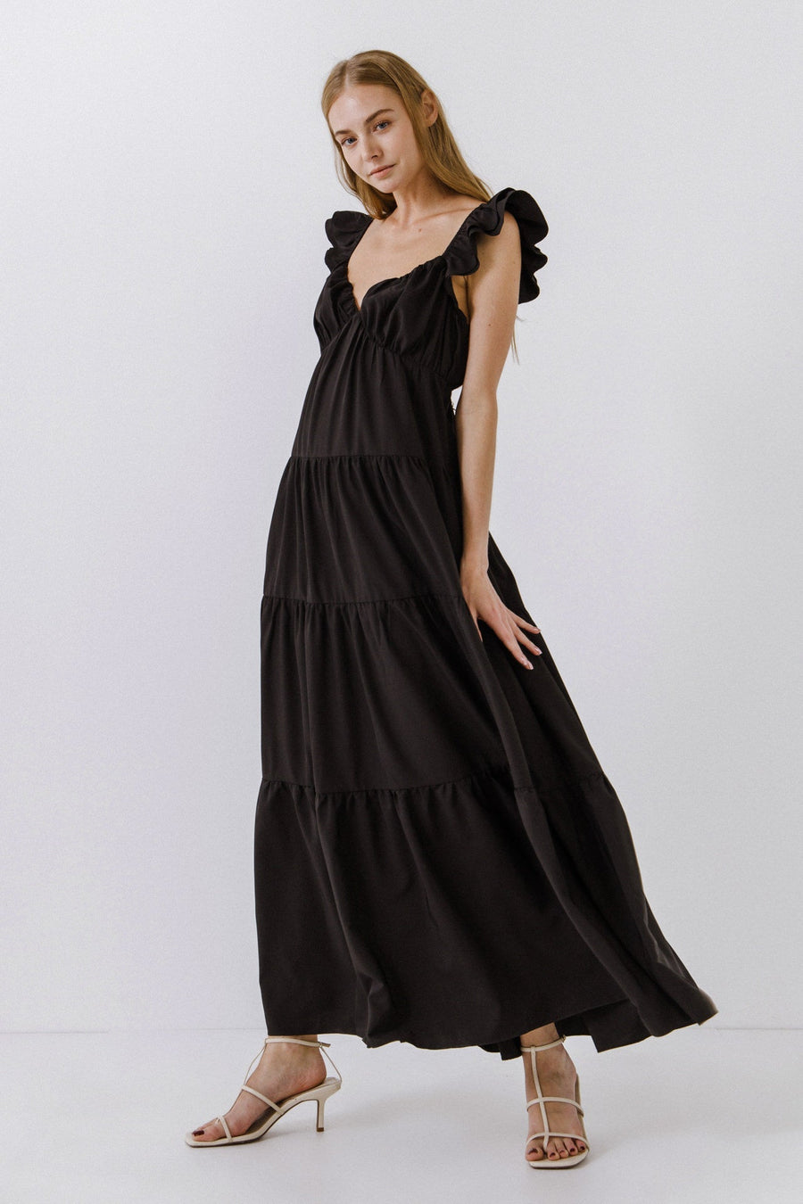 Ruffle Sleeve Maxi Dress