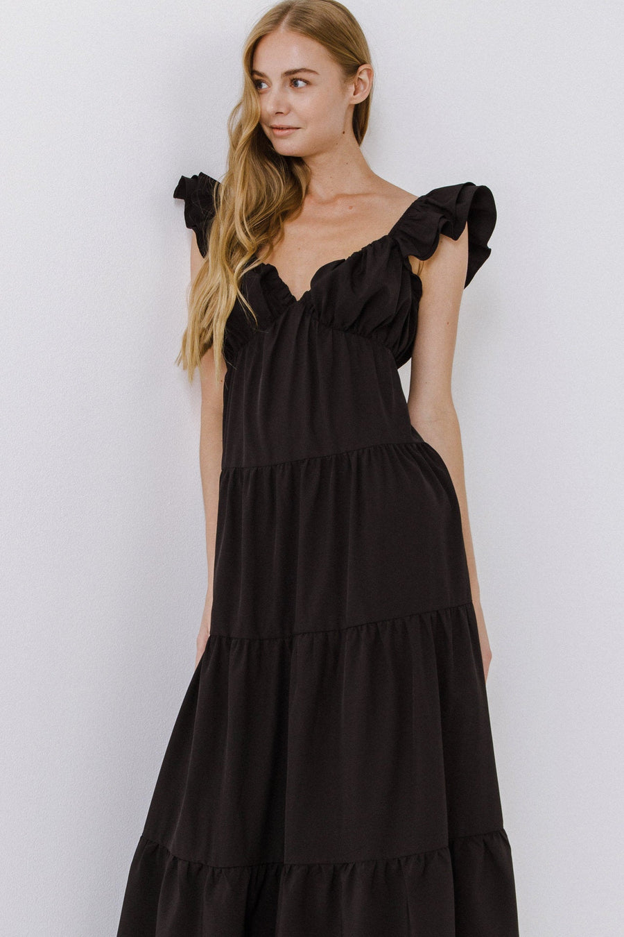 Ruffle Sleeve Maxi Dress