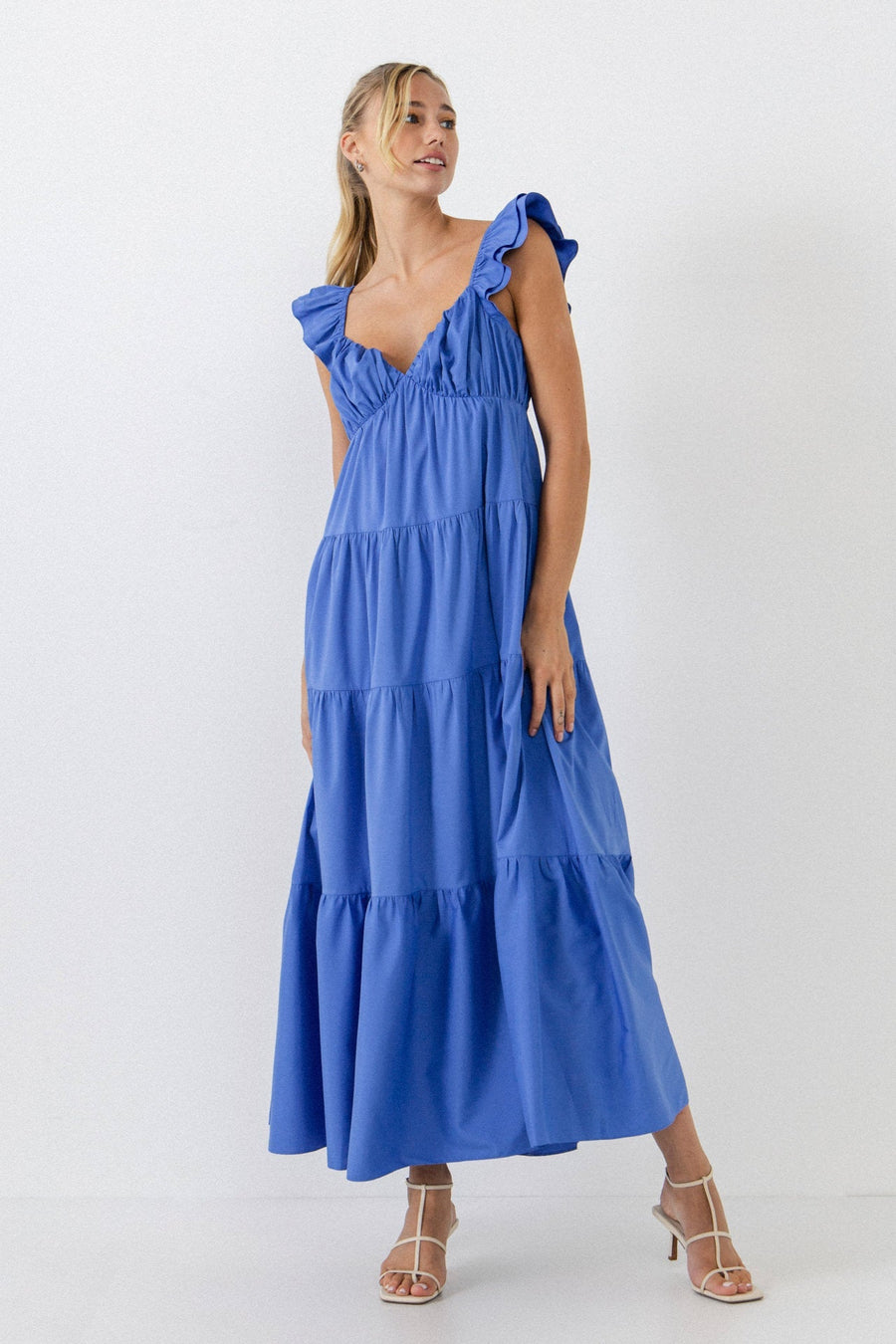 FREE THE ROSES - Ruffle Sleeve Maxi Dress - DRESSES available at Objectrare